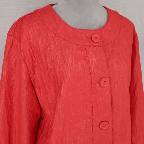 Chicos Jacket 3 Womens XL 16 Orange Brocade Lined Blazer Whimsy Career Office - Picture 6 of 15